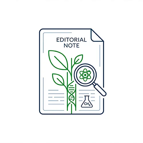 Icono editorial de Vivero Harmony mostrando documento con planta, ADN, lupa con átomo y matraz científico, representando contenido sobre botánica, paisajismo, sostenibilidad y conocimiento ambiental